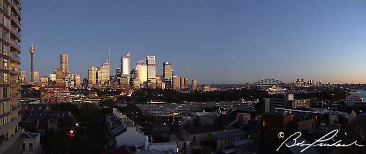 Sydney Australia: Skyline, Bridge and Opera House At Dawn