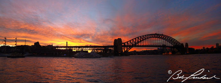 Panoramic Sydney Harbor Bridge at Sunset, Australia
