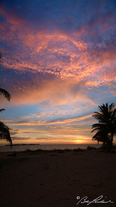 Belize: Sunrise Behind Sandbore Caye - Vertical Panoramic